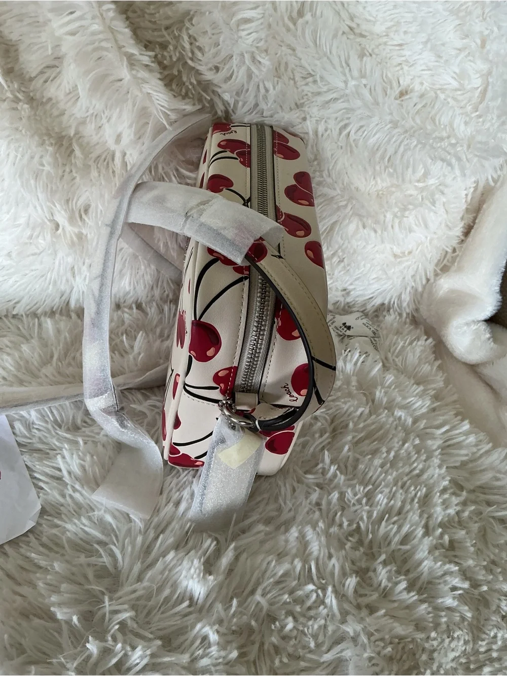 Coach Cherry Print Camera Crossbody Bag in White